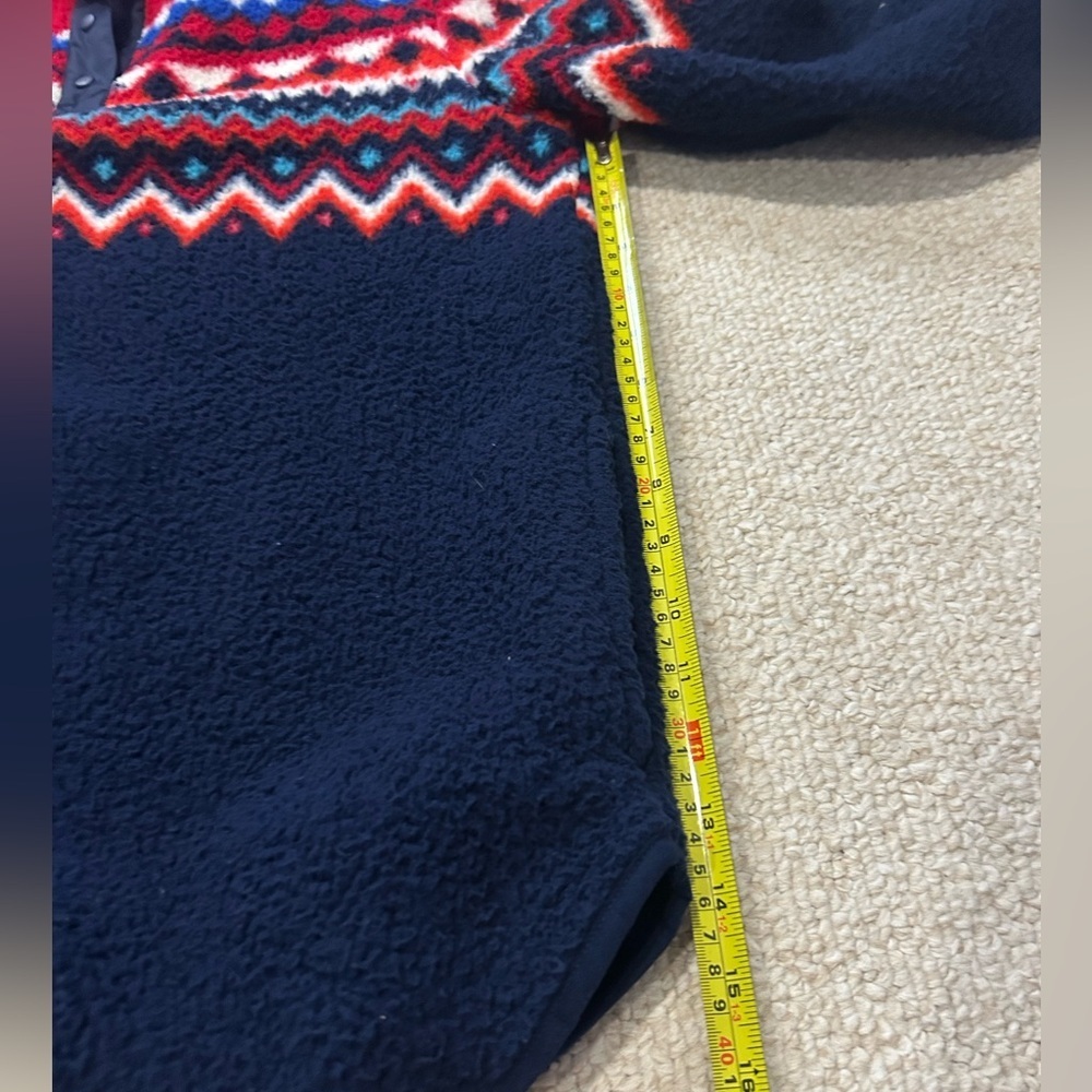 Lands' End Heritage Fleece Snap Neck Pullover Fair Isle chevron Size Small 6-8 - Picture 13 of 14